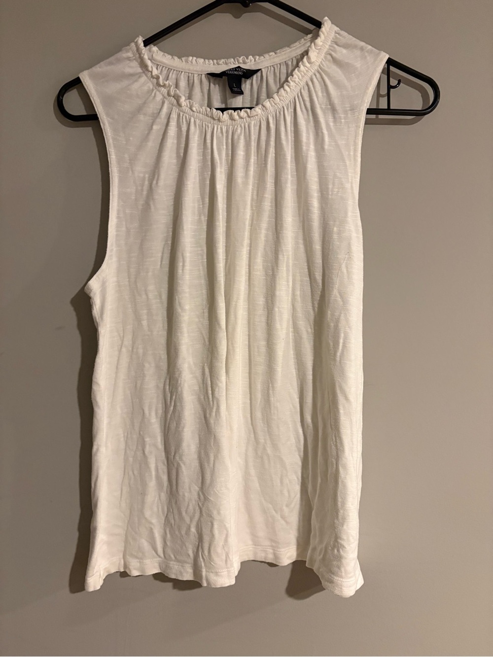 Simply Vera Vera Wang White Sleeveless Top Women’s L Gathered Neckline